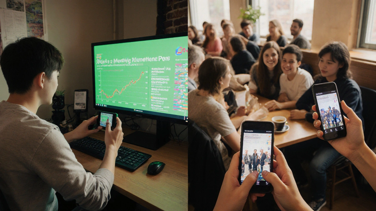 Creator filming a TikTok news clip while viewers watch on phones in various locations.