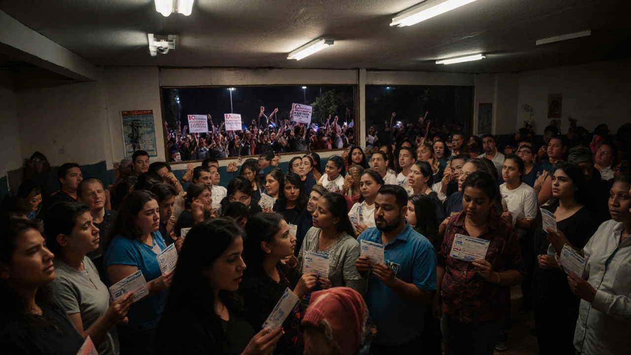 Voters in Honduras cast ballots under flickering lights as protests loom outside.
