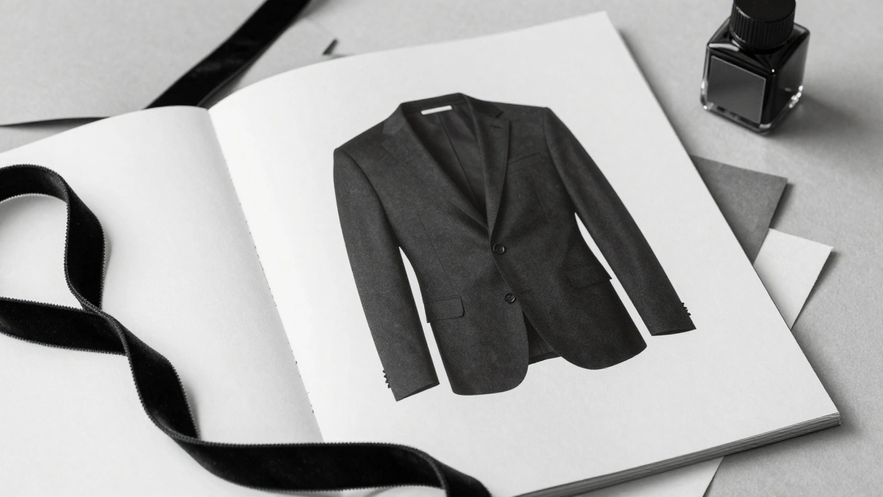 A luxury print magazine spread with velvet ribbon and eco-friendly printing materials.